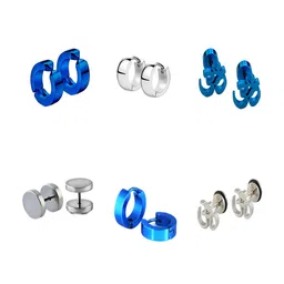 KARISHMA KREATIONS Men Set Of 6 Stainless Steel Contemporary Studs Earrings-picture-11