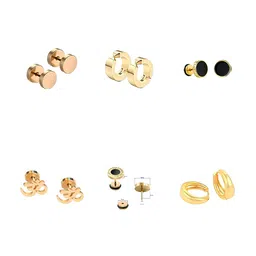 KARISHMA KREATIONS Unisex Set Of 6 Gold-Plated Contemporary Studs Earrings-picture-39
