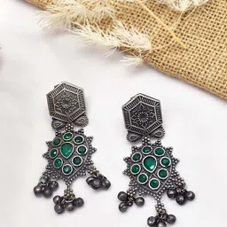 TEEJH Oxidised Contemporary Drop Earrings-picture-18