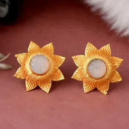 DASTOOR Gold-Toned Floral Studs Earrings-picture-35