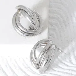 JOKER & WITCH Sapphira Silver-Plated Contemporary Studs Earrings-picture-14