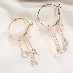 Jewels Galaxy Gold-Plated Floral Design Contemporary Drop Earrings-image-61