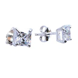 Abhooshan 92.5 Sterling Silver Cubic Zirconia Square Shaped Stud Earrings-picture-15