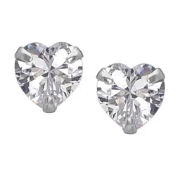 Abhooshan Unisex 925 Sterling Silver CZ Stone Studded Heart Shape Studs Earrings-picture-15