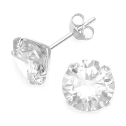 Abhooshan 92.5 Sterling Silver Round Shaped Cubic Zirconia Studded Stud Earrings-picture-37