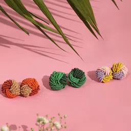 SOHI Set Of 3 Artificial Beads-Beaded Contemporary Studs Earrings-picture-41