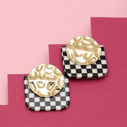 SOHI Women Black & Gold-Toned Contemporary Studs Earrings-picture-32