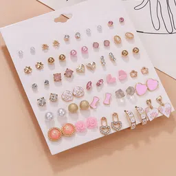 Fashion Frill Set Of 30 Gold-Plated Contemporary Studs Earrings-picture-23