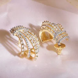 RUBANS 22K Gold plated Baguette Crystal Zirconia Exquisite Demi-Fine Earrings image 3