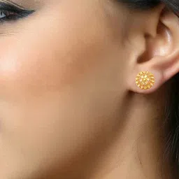 Vighnaharta Gold-Plated Floral Studs Earrings image 2