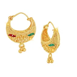 Vighnaharta Gold-Plated Floral Hoop Earrings image 2