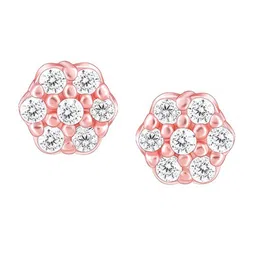 giva GIVA925 Sterling Silver Rose Gold-PlatedZircon Floral Contemporary Studs Earrings image 2