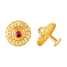 Vighnaharta Gold-Plated Floral Studs Earrings image 2