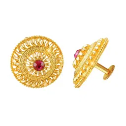 Vighnaharta Gold-Plated Floral Drop Earrings image 2