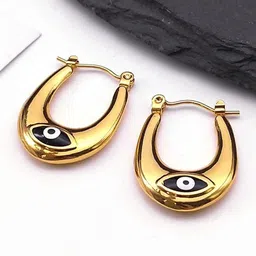 VIEN Stainless Steel Gold-Plated Hoop Earrings image 2