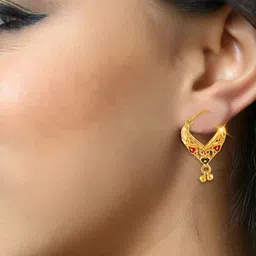 Vighnaharta Gold-Plated Floral Hoop Earrings image 2