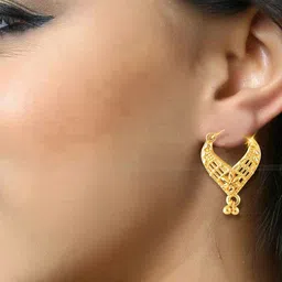 Vighnaharta Gold-Plated Floral Hoop Earrings image 2