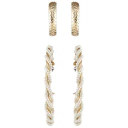 DressBerry Set Of 2 Gold plated Circular Beaded Half Hoop Earrings image 4