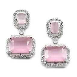 StileAdda Silver-Plated Geometric Drop Earrings image 5