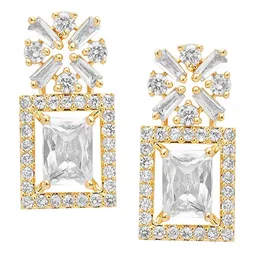 HOT AND BOLD Gold-Plated Zircon Square Drop Earrings image 2