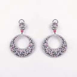 Niscka Rhodium-Plated Contemporary Drop Earrings image 2