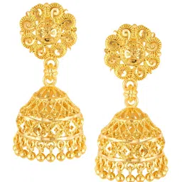 Vighnaharta Gold-Plated Floral Jhumkas Earrings image 3