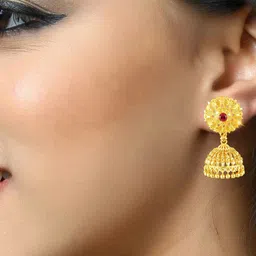 Vighnaharta Gold-Plated Dome Shaped Jhumkas image 2