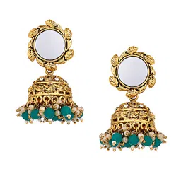 AARSHVI Gold-Plated Zircon Mirror Detail Contemporary Jhumkas image 4