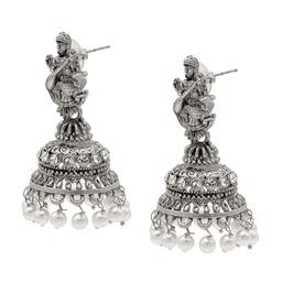 Shining Jewel - By Shivansh Silver-Plated Classic Jhumkas Earrings image 2