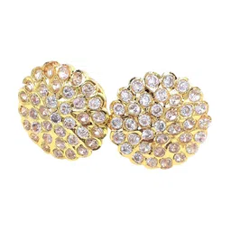 Anujeet Fashion Hub Gold Plated AD Studded Floral Shaped Studs image 3