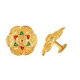 Vighnaharta Gold-Plated Floral Studs Earrings image 2