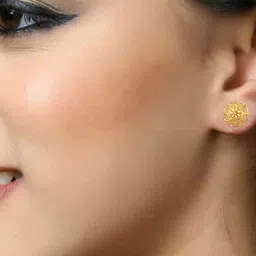 Vighnaharta Gold-Plated Floral Studs Earrings image 2