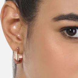 AMI Rose Gold Contemporary Half Hoop Earrings image 2