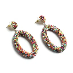 STILSKII Oval Shaped Beaded Drop Earrings image 2