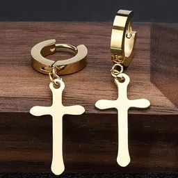 KRYSTALZ Gold-Toned Contemporary Half Hoop Earrings image 4