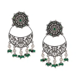 Voylla Silver-Plated Contemporary Oxidised Chandbalis image 2