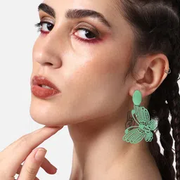 SOHI Gold-Plated Contemporary Drop Earrings image 2