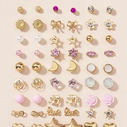 Jewels Galaxy Set of 30 Gold Plated Crystals Studs Earrings image 4