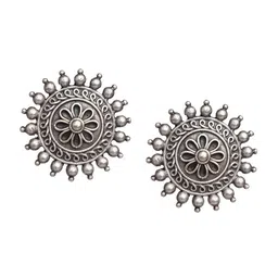 VENI Silver-Plated Floral Studs Earrings image 5
