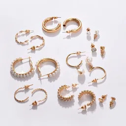 SOHI Gold-Toned Contemporary Studs Earrings image 2