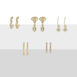 AMI Set Of 25 Gold-Plated Contemporary Studs Earrings image 2