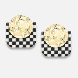 SOHI Women Black & Gold-Toned Contemporary Studs Earrings image 4