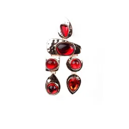 ODETTE Gold-Toned & Red Oval Drop Earrings image 3