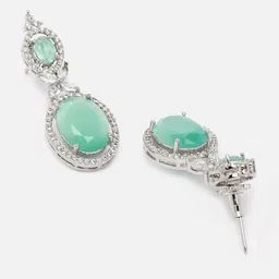 Kennice Rhodium-Plated Oval Drop Earrings image 3