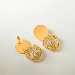 VIRAASI Circular Gold-Plated Circular Shaped Drop Earrings image 2