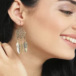 OOMPH Gold-Toned Bohemian Dream Catcher Drop Earrings-picture-42