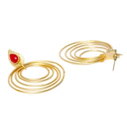 PANASH Gold Plated & Red Circular Drop Earrings image 3