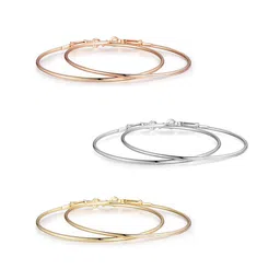 Yellow Chimes Set Of 3 Gold-Plated Silver-Toned Circular Hoop Earrings image 2