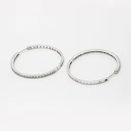 ZENEME Silver-Plated Circular Hoop Earrings image 3