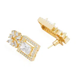 HOT AND BOLD Gold-Plated Zircon Square Drop Earrings image 3